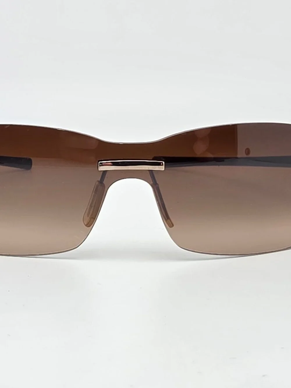 Tag Heuer TH7505 202 Brown Rubber Frame Brown Lens Rimless Sunglasses w/ Case